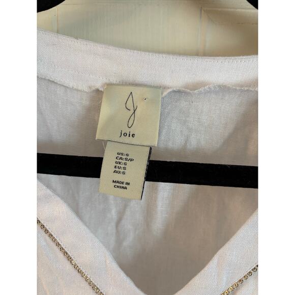 Joie Womens Linen Maxi Dress Small Colorblock Jeweled Neck Minimalist Coastal - Picture 7 of 8